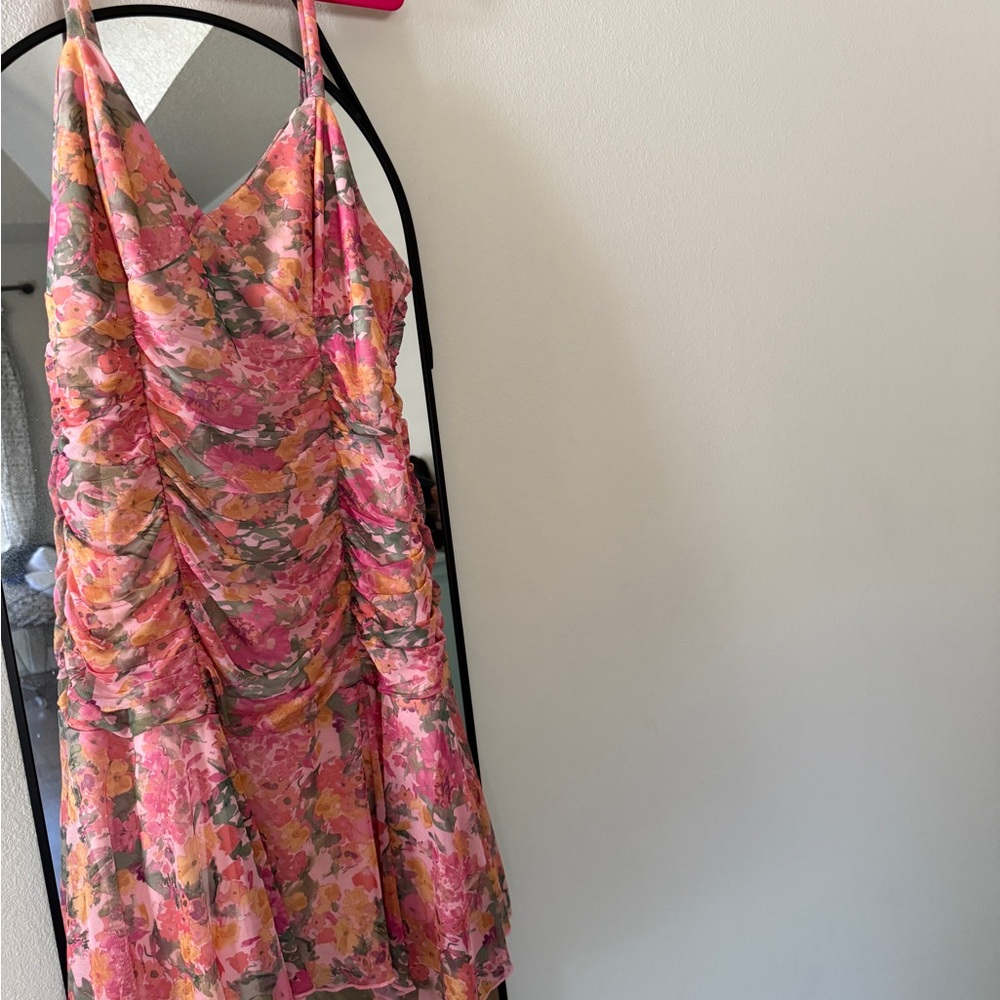Floral Pink and Orange Dress